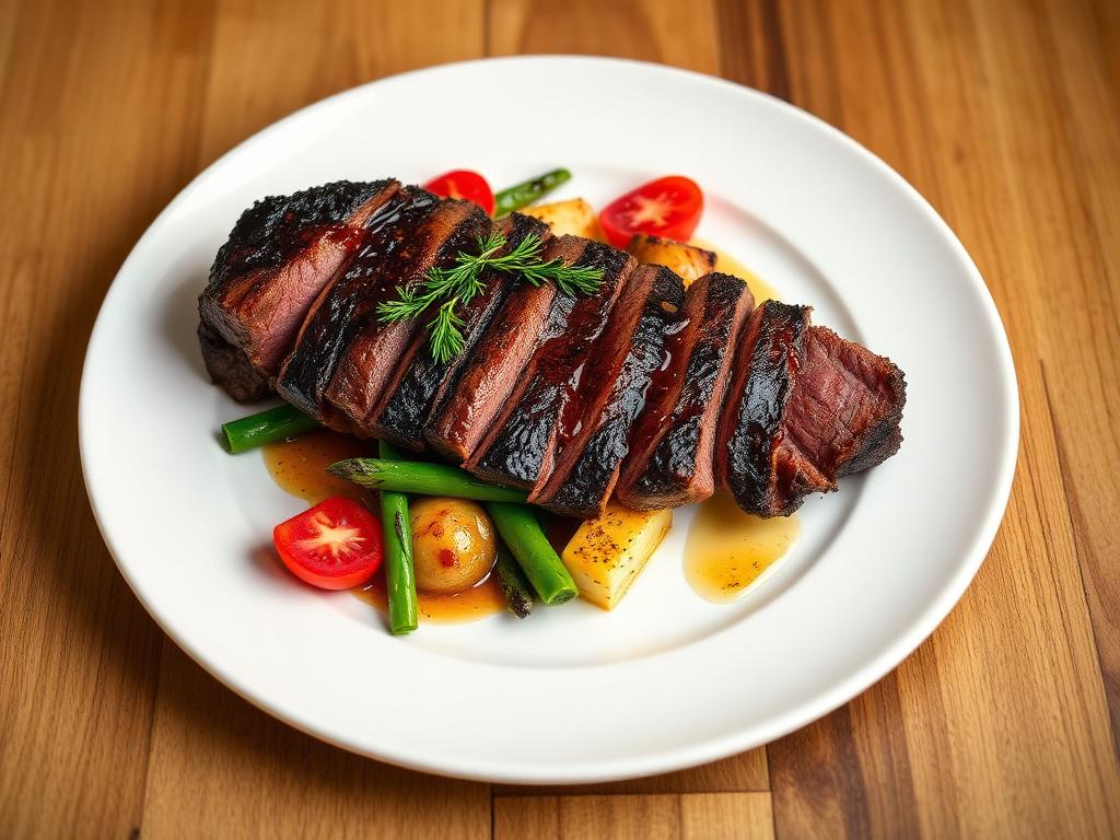 Plated steak entrée